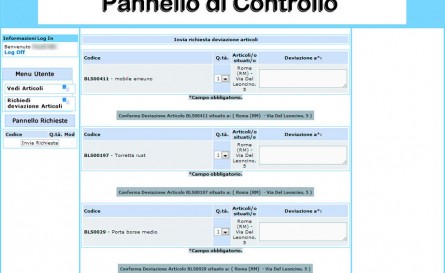 BT Deposito - Richiedi deviazione degli articoli