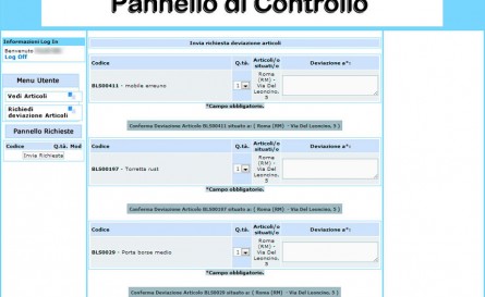 BT Deposito - Richiedi deviazione degli articoli